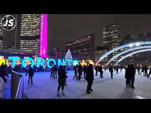 Downtown Toronto Christmas Lights  Walk (Dec 2024)