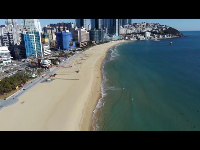 Haeundae beach drone shot in the winter