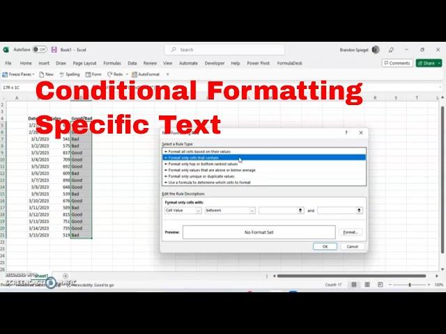 Conditional Formatting Based on Specific Text in Microsoft Excel! Format Good as Green. #howto #wow