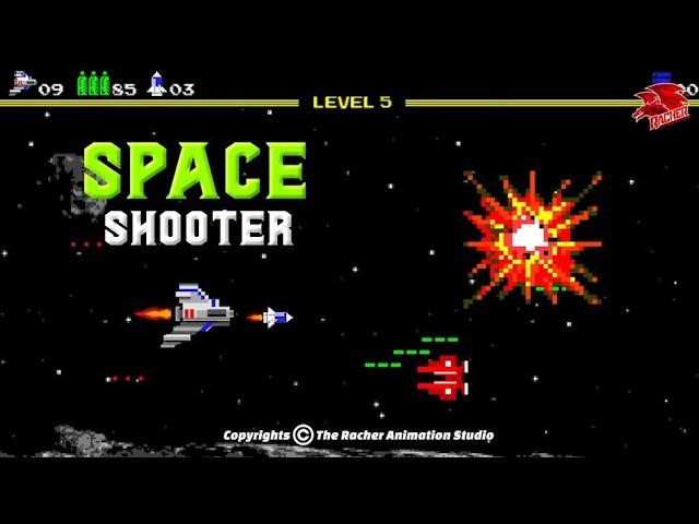Space Shooter - Arcade Game  |  Logo Intro Animation  | The Racher Animation Studio - Akash Gur