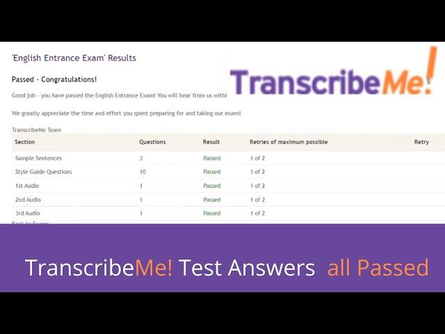 How To Pass TranscribeMe Exam in 2023 | TranscribeMe Audio Test Answers 2023