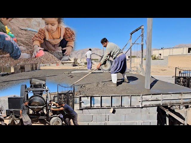 Nomadic Life: Completing the Roof Concreting with a Machine and Enjoying a Delicious Lunch️