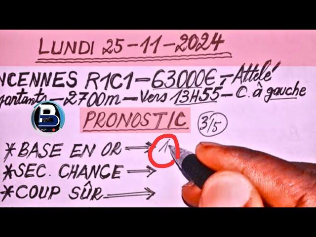 Pronostic quinte du jour Lundi 25/11/2024