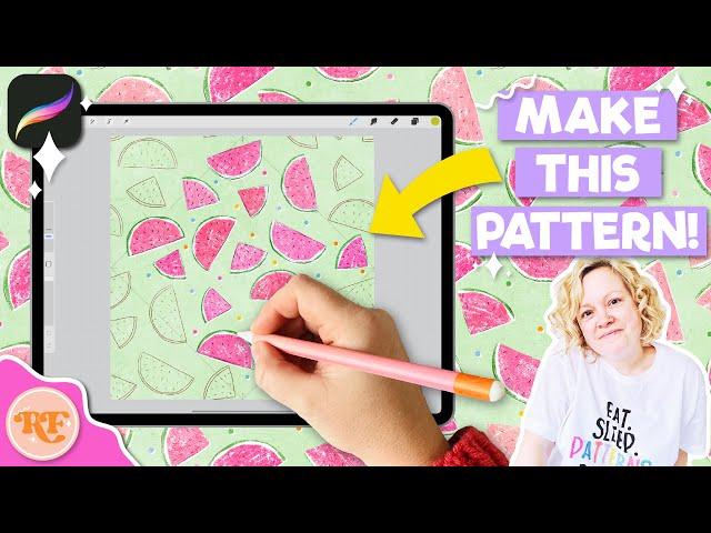 Make a Summer Watermelon Seamless Pattern in Procreate with FREE stamp brushes