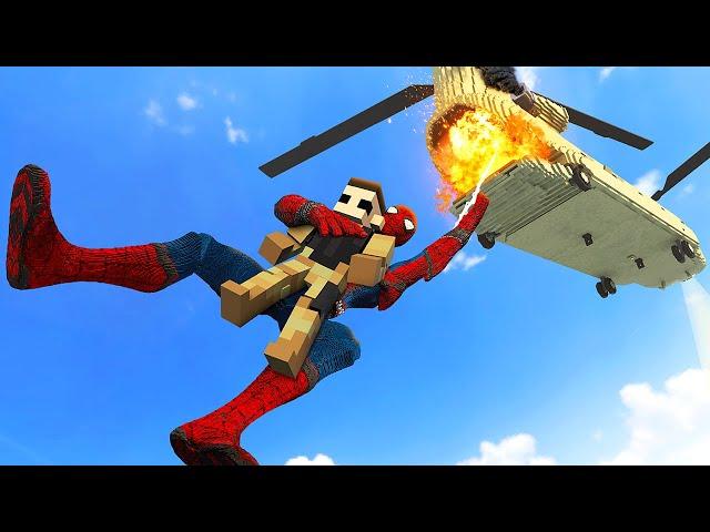 SPIDERMAN Tries to Survive Helicopter Crash - Teardown Mods Gameplay