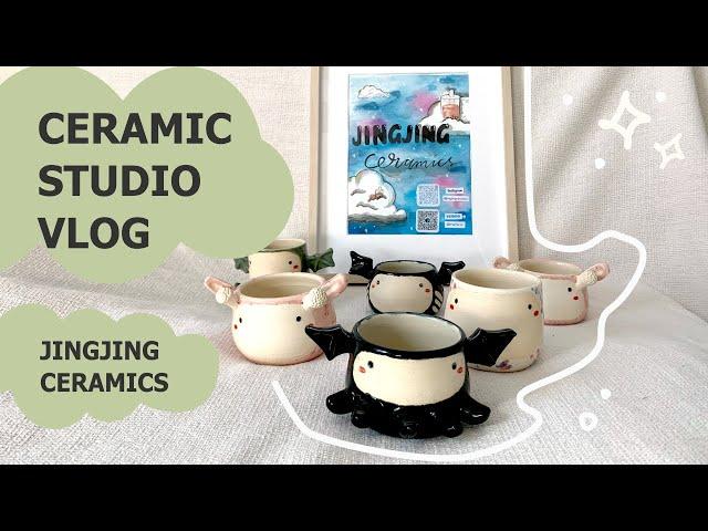 Ceramic Studio Vlog | Making Jackalope Mugs | ASMR