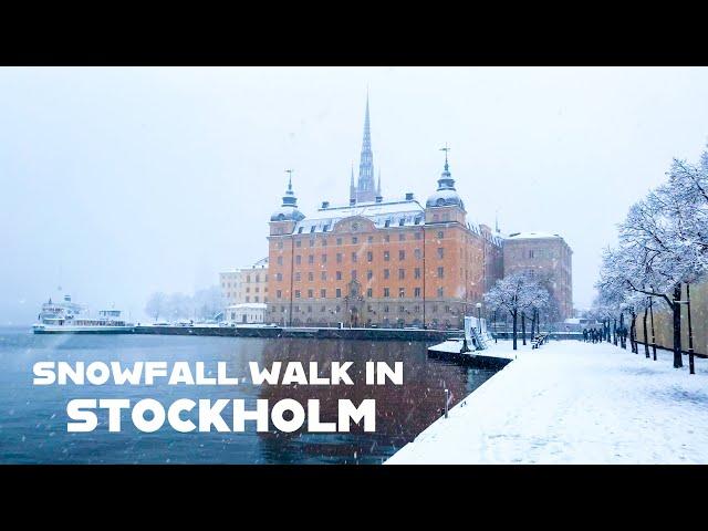 Sweden, Stockholm 4K - Snowy Winter Walk 2022