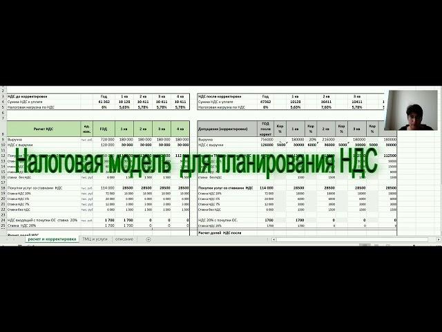 Налоговая модель для планирования НДС через корректировку  долей входящего НДС с разными ставками