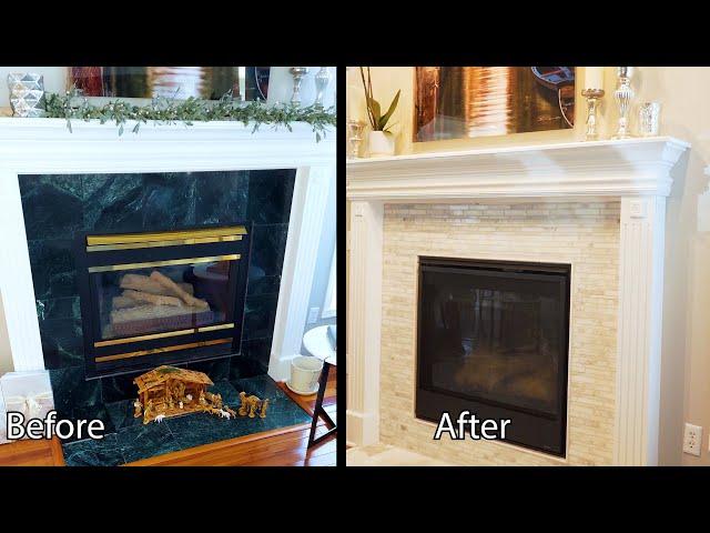 Replacing a living room fireplace.
