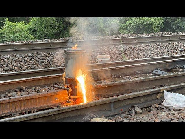 Railway line repair with Thermite welding | train track repair