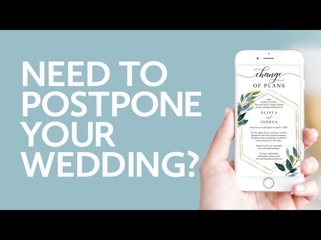 NEED TO POSTPONE YOUR WEDDING or Cancel Your Event?