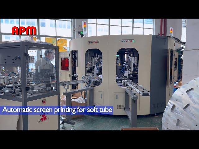 Automatic screen printing machine for soft tube