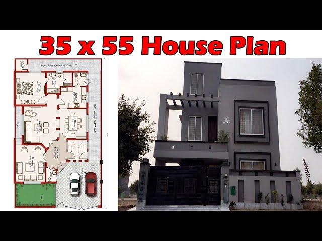 35 x 55 Feet House Plan And Elevation