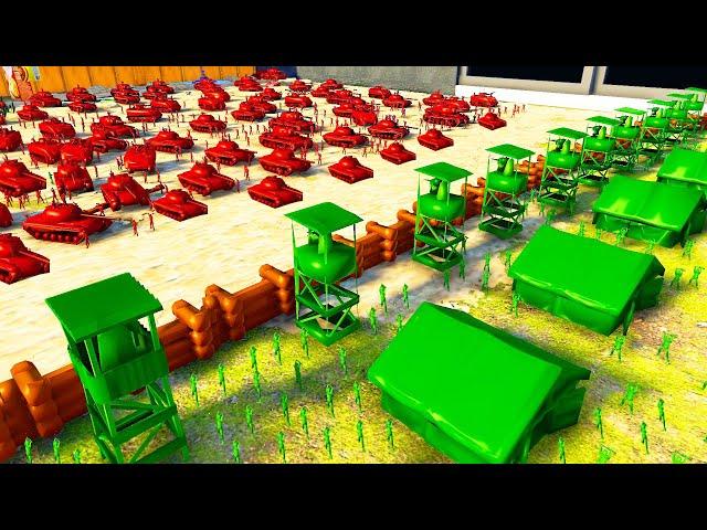 Can Green Army Men FORTRESS Hold TAN INVASION?!! - Attack on Toys