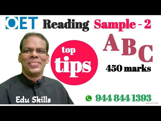 Edu Skills OET: Reading - Sample - 2: Part A, B, & C explained: OET  tips & tricks |OET made easy|