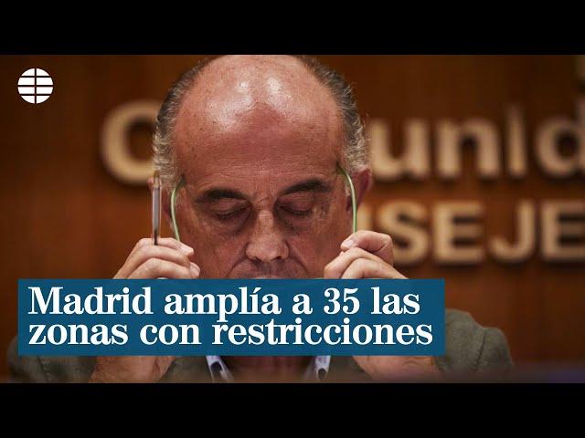 Madrid amplía de 32 a 35 las zonas básicas de salud con restricciones