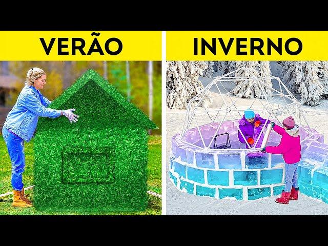 CASA DE VERÃO vs. CASA DE INVERNO || Artesanatos Enormes para o Quintal