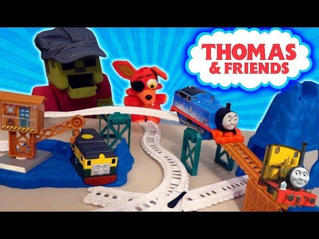 Thomas and Friends PLAYSET Track Master Snowy ICY Mountain Rescue Set Unboxing w/ Fnaf Foxy Plush