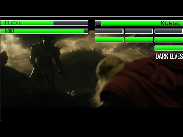 Thor and Loki Vs Kurse and Dark Elves With Healthbars