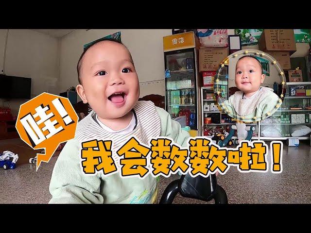 Xiao Huihui still doesn't know how to walk, but can count from 1 to 10. The milk is so cute