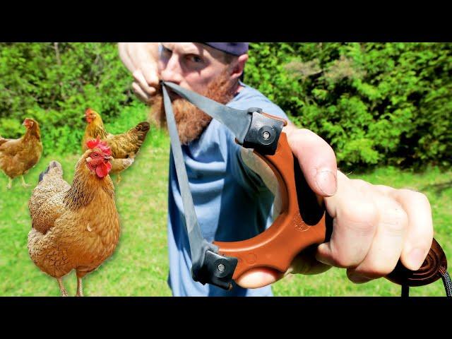 Slingshot Hunting Feral Bush Chickens! | Chicken Noodle Soup, Cowboy Coffee in Catch, Clean, Cook