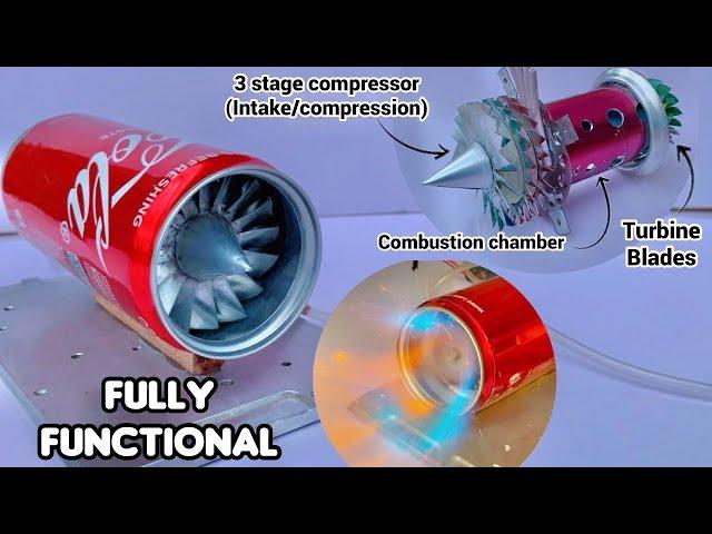 Making a Fully Functional Jet Engine using Soda can | diy Jet Engine