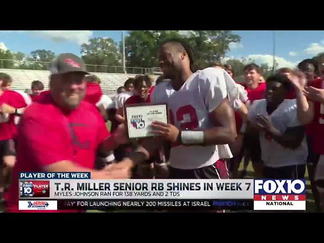 The Rich’s Car Wash Player of the Week is T.R. Miller senior running back Myles Johnson