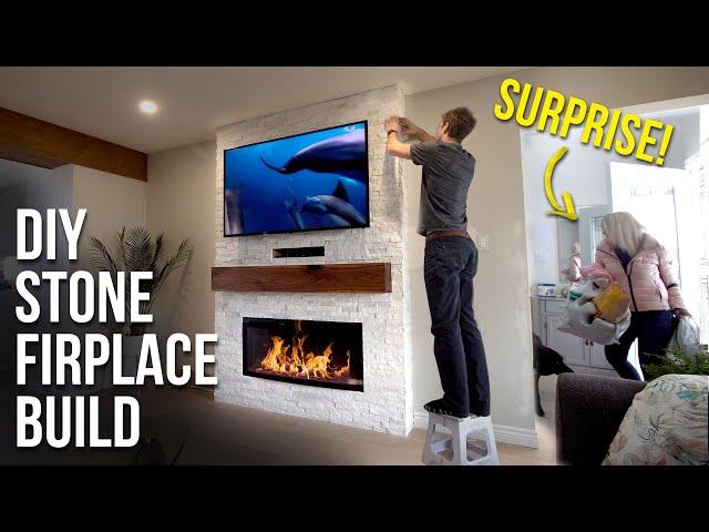 Stone Fireplace TV Wall - Full Build