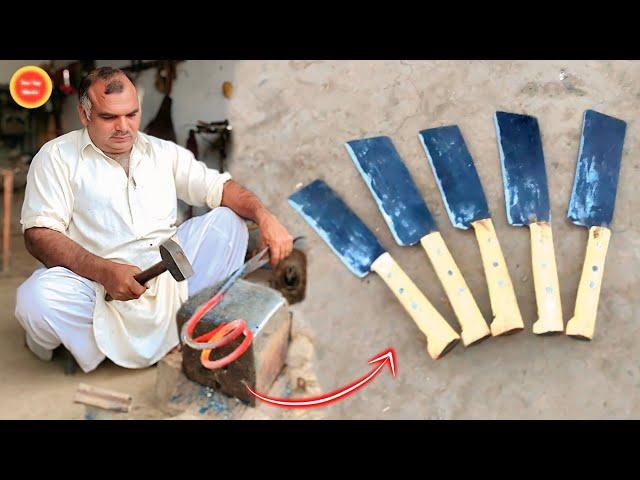 Amazing Process of making five Knives from an old Spring