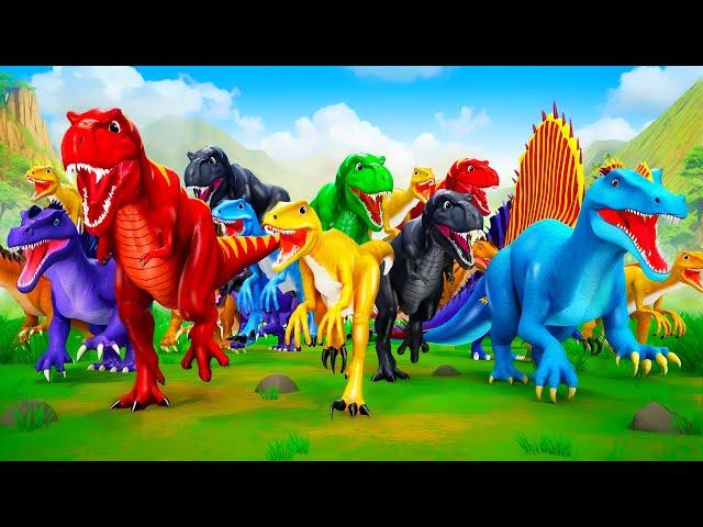 Dinosaur Race: 50 T-Rex vs 50 Raptors vs Spino - Who is Fastest in This Epic Jurassic Battle? 