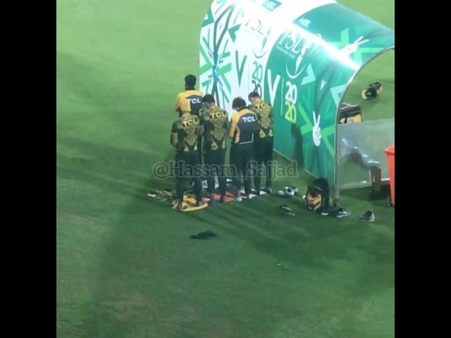 Shoaib Malik, Imam-Ul-Haq, Ammad Butt & Mohammad Akram offering Isha prayer