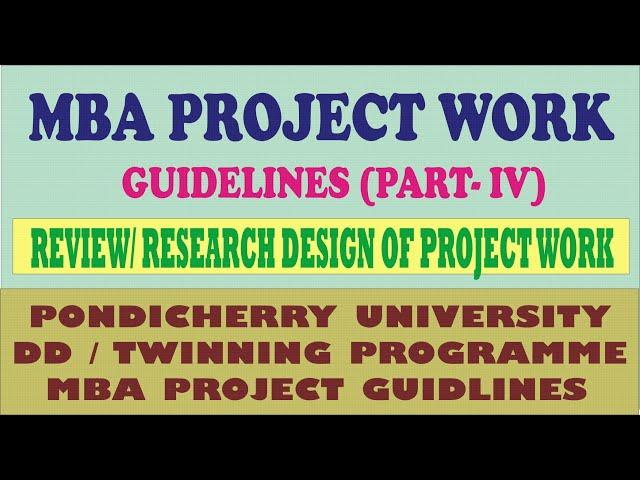 MBA PROJECT WORK GUIDELINCE/EASY TIPS FOR DOING MBA DISTANCE EDUCATION PROJECT