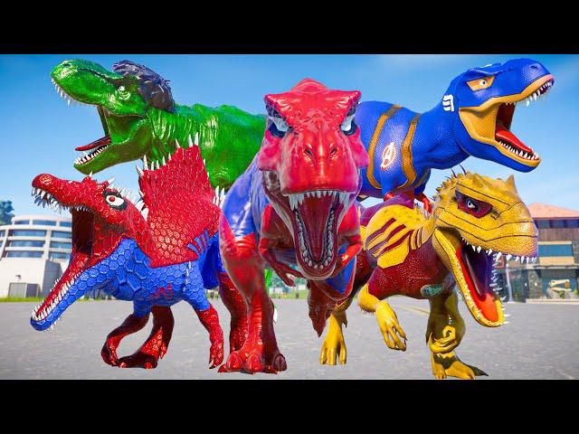 Dinosaur Spider-man Shark & Superman T-rex with Pro 4 SuperHero Dinosaurs