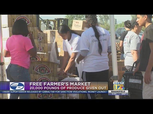 Fresh produce distributed at free farmer's market