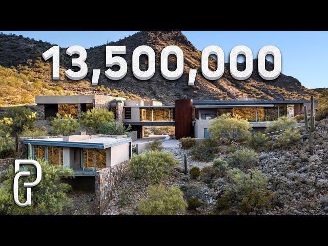 Inside a 13,500,000 modern home in Scottsdale, Arizona with mountain views!