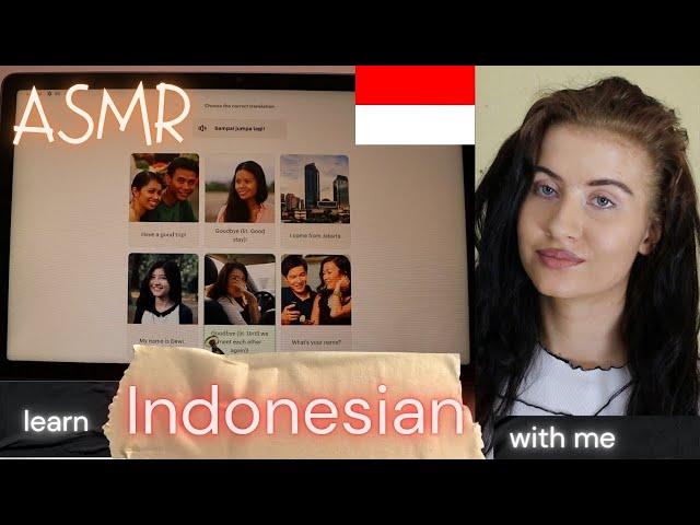 ASMR learn INDONESIAN with me FOR VERY BEGINNERS on BABBEL (greetings + basic convo) for sleep 