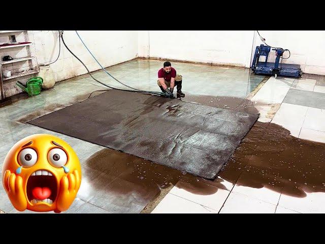 Extraordinarily dirty carpet cleaning satisfying rug cleaning ASMR