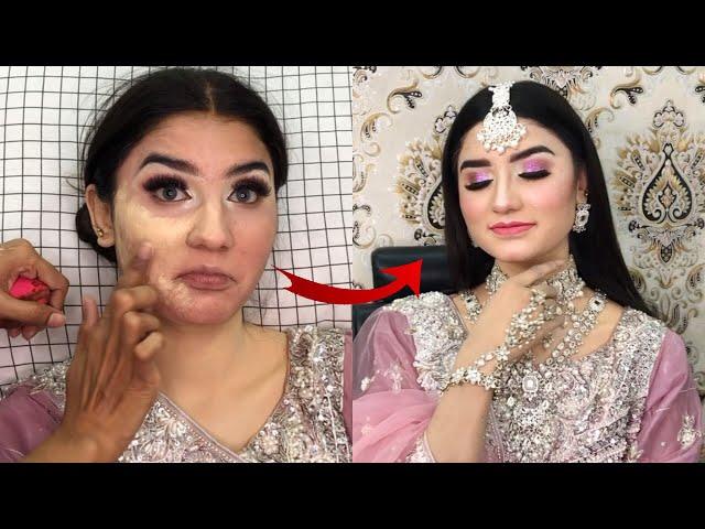 Famous social media star Nimra Ali soft walima bridal makeup tutorial step by step