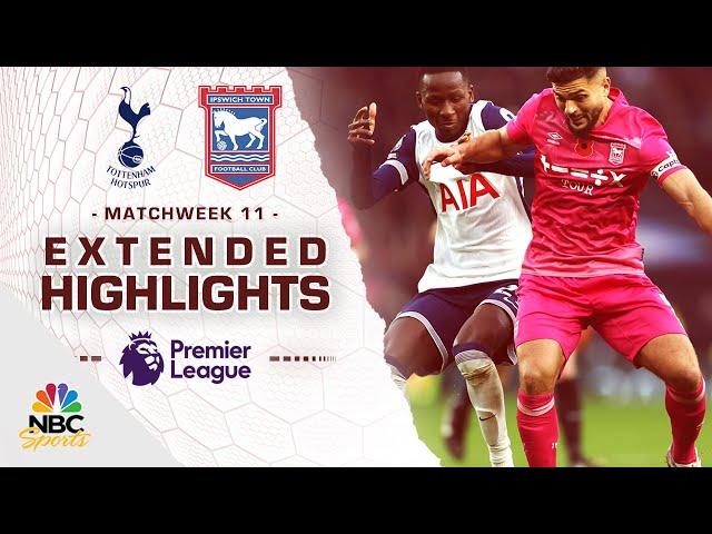 Tottenham v. Ipswich Town | PREMIER LEAGUE HIGHLIGHTS | 11/10/2024 | NBC Sports