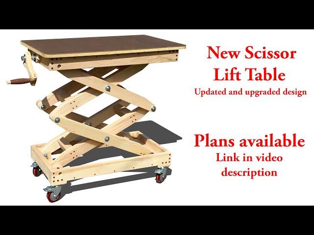 DIY Homemade Wooden Scissor Lift Table - Plans available. Updated and upgraded design.