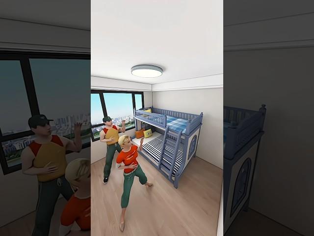 Parents Built A Luxury Bedroom With Separate Beds For Their Two Daughters #shortsvideo