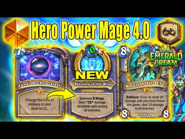 Over 100 Damage Hero Power Mage 4.0 Deck is CRAZY OP To Play Into the Emerald Dream | Hearthstone