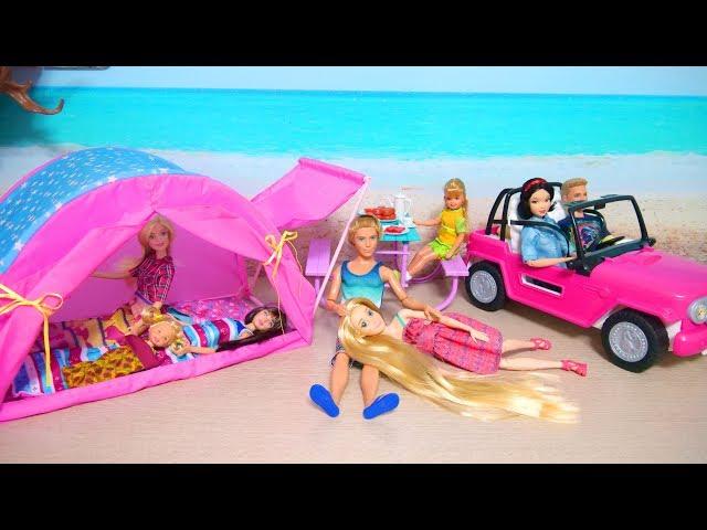 Doll Camping Tent & Barbie Beach Cruiser Unboxing Puppe Zelt Poupée Voiture Mobil boneka Barbie