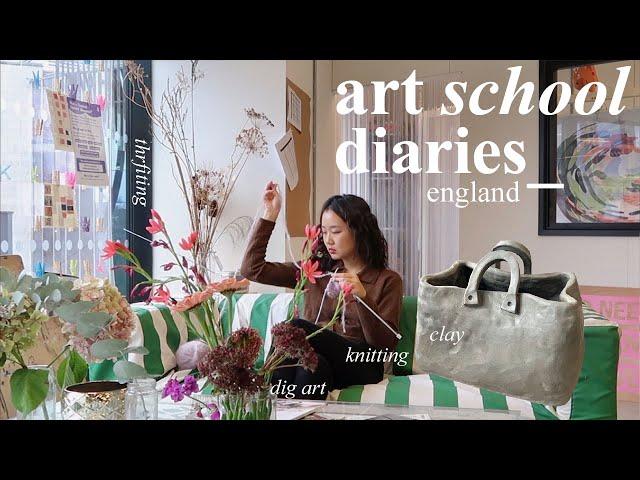 art school in england: knitting, digital art, ceramics, painting vlog