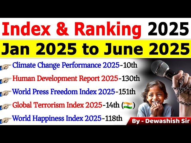 Index 2025 Current Affairs | Important Index & Ranking 2025 | Indexes & Ranking 2025 | By Dewashish