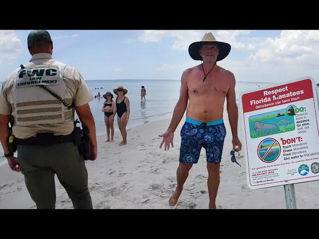 Police Catch Him Harassing A Manatee At The Beach