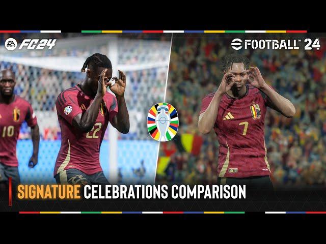 EA SPORTS FC 24 vs eFootball 2024 | UEFA EURO Signature Celebration Comparison