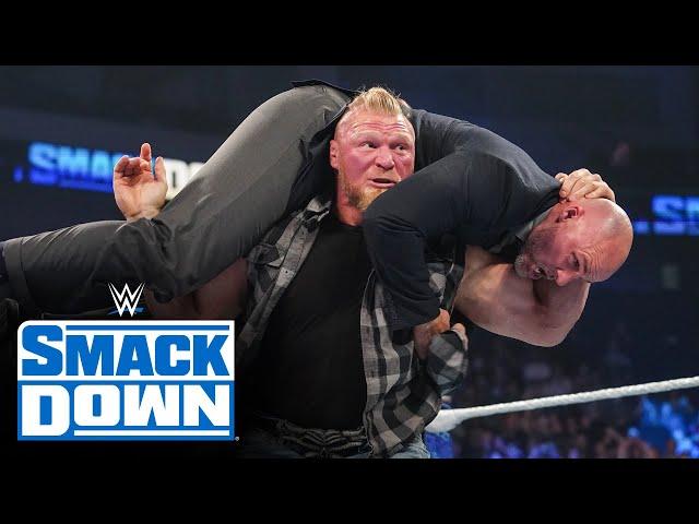 Adam Pearce suffers an F5 after indefinitely suspending Brock Lesnar: SmackDown, Oct. 22, 2021