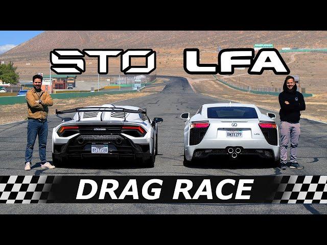 Lexus LFA vs Lamborghini Huracan STO // DRAG & ROLL RACE