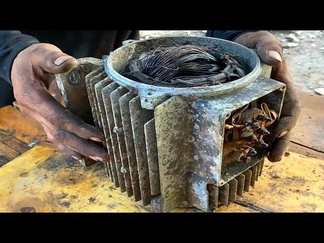 The Extremely Ingenious Skill Of The Electrician // Restoration Of Burnt 3 Phase Motor